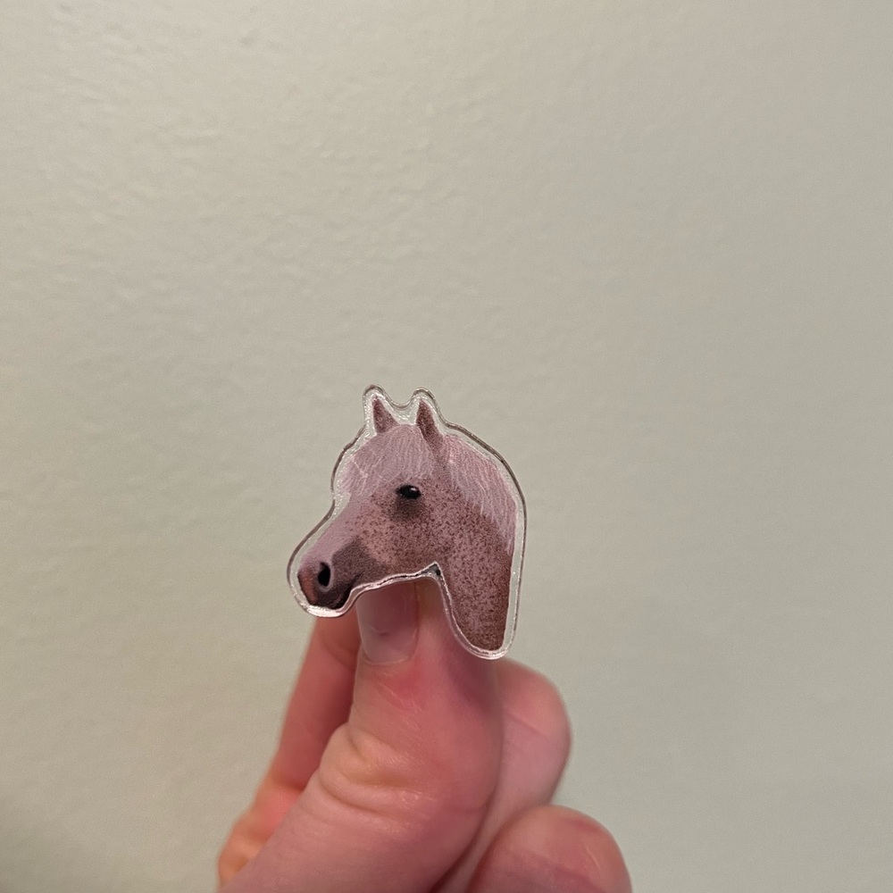 Horse pin - acrylic pin - flea bitten grey - 1 inch - Dutchess